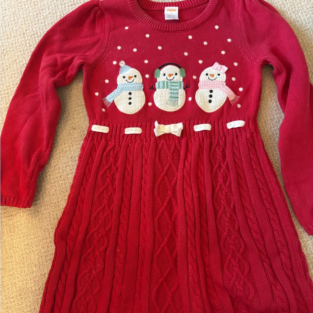 Gymboree Red Snowman Knit Dress